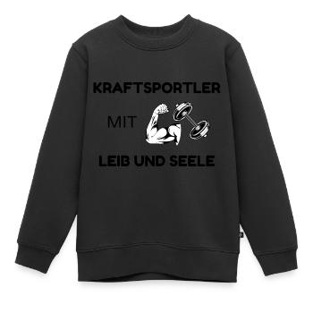 Kraftsportler mit Leib und Seele - Kinder Premium Organic Sweatshirt - Schwarz - Vorne - AI Model Kid Female (0cm)