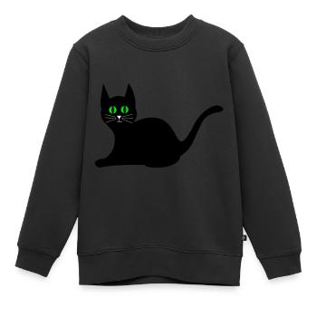 schwarze Katze - Kinder Premium Organic Sweatshirt - Schwarz - Vorne - AI Model Kid Female (0cm)