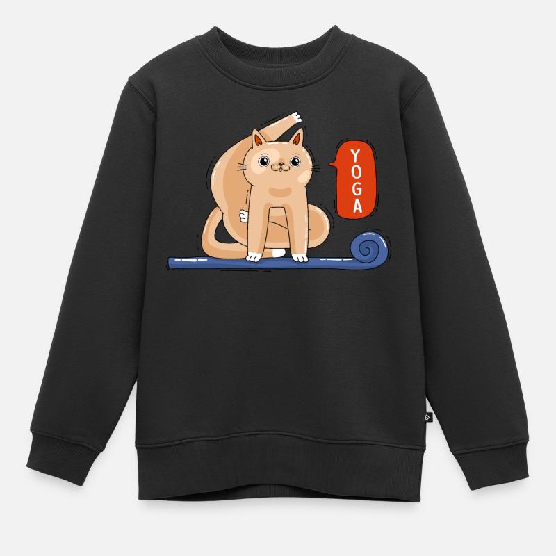 Chat et Yoga - Sweat Premium enfant bio - noir