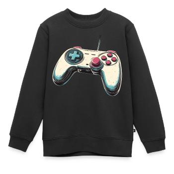 Gamepad, Gamepad, Controller-Logo und Joystick - Kinder Premium Organic Sweatshirt - Schwarz - Vorne - AI Model Kid Female (0cm)