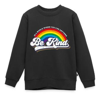 Soyez gentil LGBT Arc-en-ciel - Sweat Premium enfant bio - noir - Devant - AI Model Kid Female (0cm)