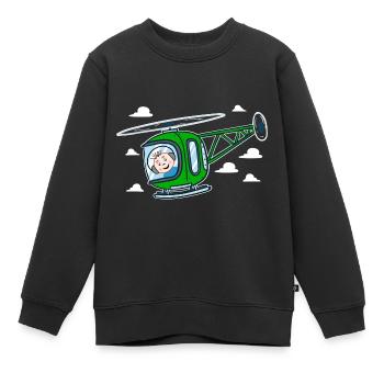 Grüner Hubschrauber | Baby und Hubschrauber - Kinder Premium Organic Sweatshirt - Schwarz - Vorne - AI Model Kid Female (0cm)
