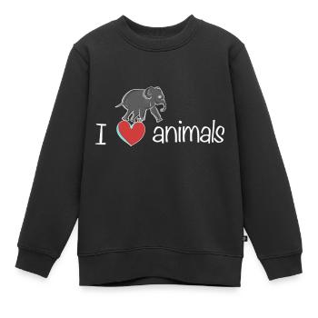 ich liebe tiere elefant tierliebe - Kinder Premium Organic Sweatshirt - Schwarz - Vorne - AI Model Kid Female (0cm)