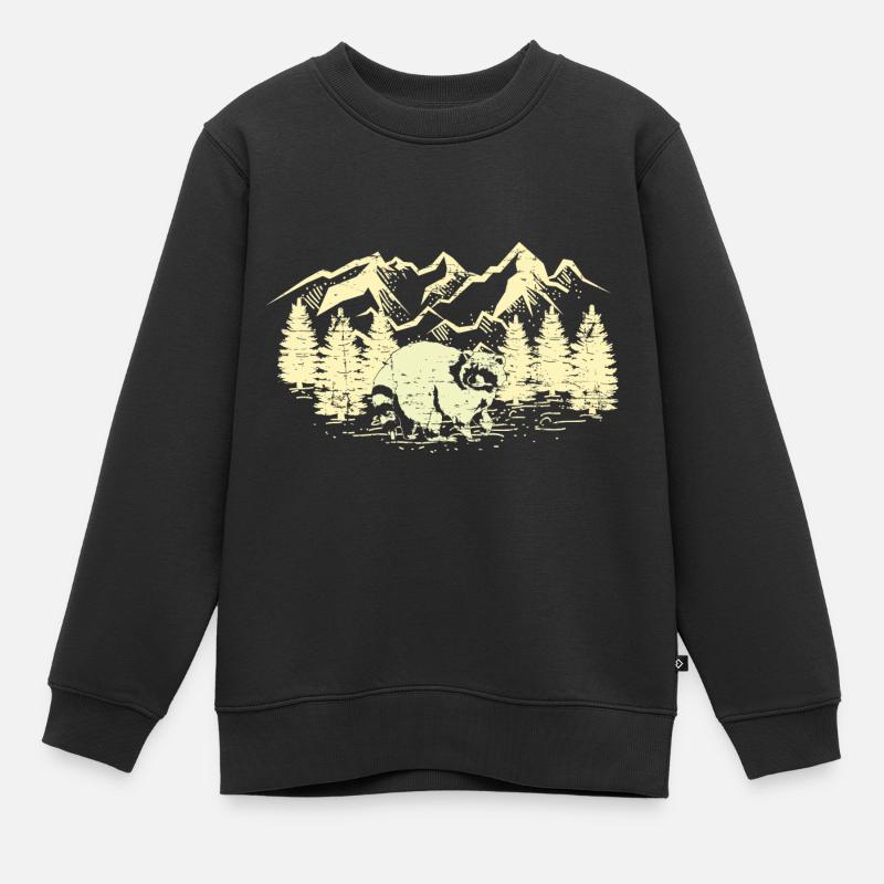 Waschbären Geschenk Waschbär - Kinder Premium Organic Sweatshirt - Schwarz
