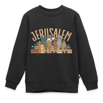 Jérusalem Cadeau Israël Israël - Sweat Premium enfant bio - noir - Devant - AI Model Kid Female (0cm)