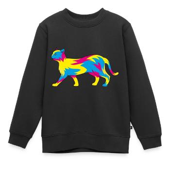 LGBT Cat Pan Pride Month Cadeau Pansexuel - Sweat Premium enfant bio - noir - Devant - AI Model Kid Female (0cm)