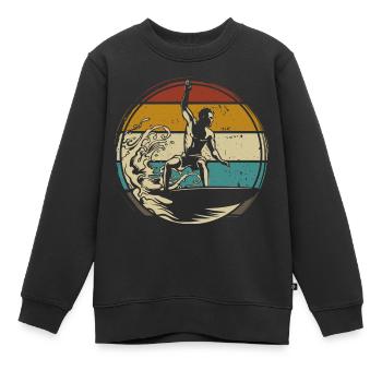 Surfer surfer retro - Kids Premium Organic Sweatshirt - black - Front - AI Model Kid Female (0cm)