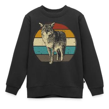 Coyote Kojote Tier Wildtier - Kinder Premium Organic Sweatshirt - Schwarz - Vorne - AI Model Kid Female (0cm)