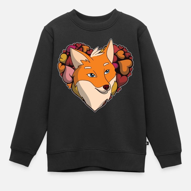 Waldbewohner Herz Wald Tier Liebe Geschenk Fuchs - Kinder Premium Organic Sweatshirt - Schwarz