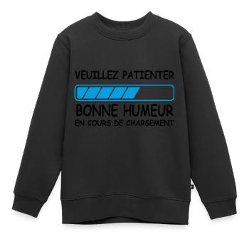 Bonne humeur en cours de chargement - Sweat Premium enfant bio - noir - Devant - AI Model Kid Female (0cm)