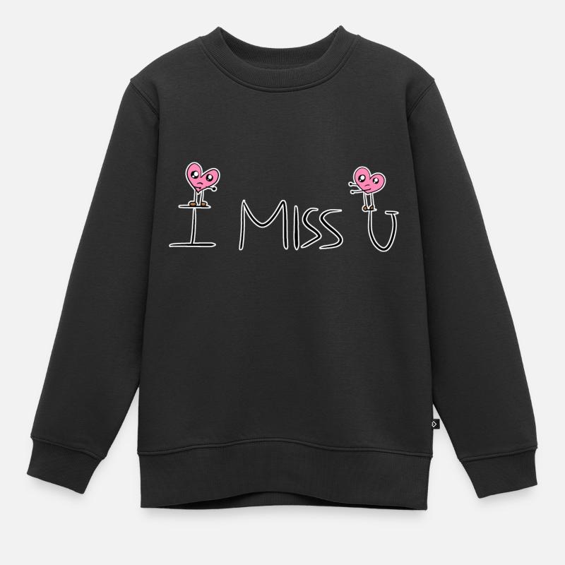 cœurs amour rose tu me manques - Sweat Premium enfant bio - noir
