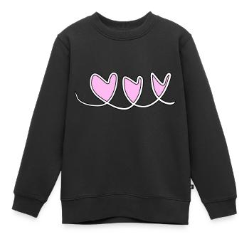 herzen herz - Kinder Premium Organic Sweatshirt - Schwarz - Vorne - AI Model Kid Female (0cm)