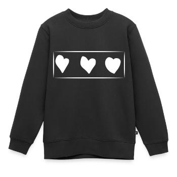 drei herzen herz rechteck liebe - Kinder Premium Organic Sweatshirt - Schwarz - Vorne - AI Model Kid Female (0cm)