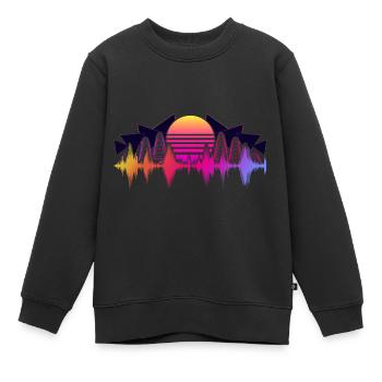 Égaliseur Musique Cadeau Vaporwave Soundwave - Sweat Premium enfant bio - noir - Devant - AI Model Kid Female (0cm)