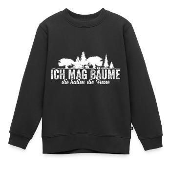 Ich mag Bäume Die halten die Fresse - Kinder Premium Organic Sweatshirt - Schwarz - Vorne - AI Model Kid Female (0cm)
