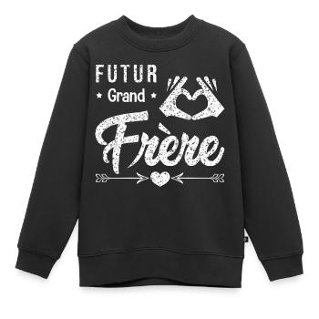 Futur grand frère cadeau naissance noel bebe - Sweat Premium enfant bio - noir - Devant - AI Model Kid Female (0cm)