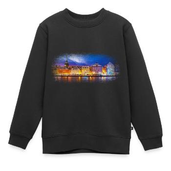 Stockholm Suède - Sweat Premium enfant bio - noir - Devant - AI Model Kid Female (0cm)