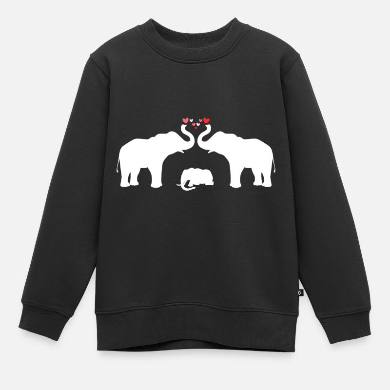 Schützende Elefanteneltern Mama Papa Elefanten - Kinder Premium Organic Sweatshirt - Schwarz