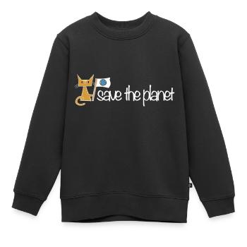 sauver la planète protection du climat chat - Sweat Premium enfant bio - noir - Devant - AI Model Kid Female (0cm)