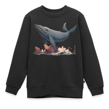 Fliegender Wal - Kinder Premium Organic Sweatshirt - Schwarz - Vorne - AI Model Kid Female (0cm)