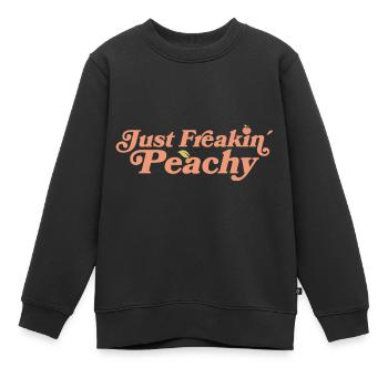 juste pêche - peach fruit dicton - Sweat Premium enfant bio - noir - Devant - AI Model Kid Female (0cm)