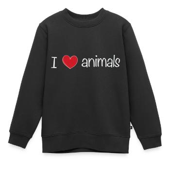 ich liebe tiere text - Kinder Premium Organic Sweatshirt - Schwarz - Vorne - AI Model Kid Female (0cm)