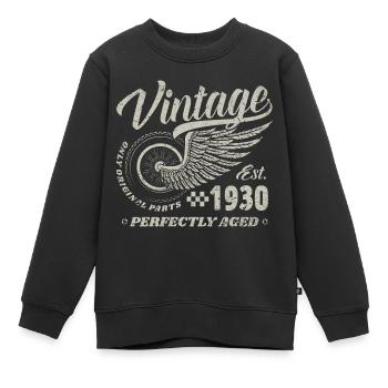 Vintage, années 1930, année de naissance, 90 ans, anniversaire, années 90 - Sweat Premium enfant bio - noir - Devant - AI Model Kid Female (0cm)