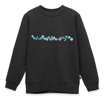 blue flowers flowers shiny stroke line - Kids Premium Organic Sweatshirt - black - Front - AI Model Kid Female (0cm)