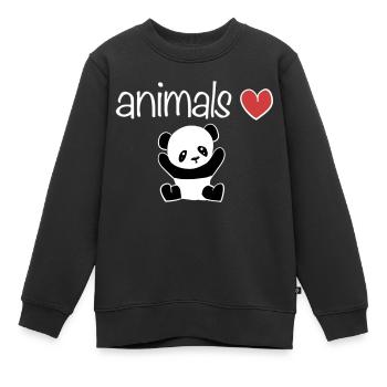 tiere herz tierliebe text panda - Kinder Premium Organic Sweatshirt - Schwarz - Vorne - AI Model Kid Female (0cm)