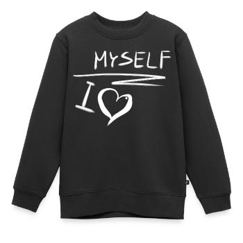 Je m’aime moi-même amour de cœur - Sweat Premium enfant bio - noir - Devant - AI Model Kid Female (0cm)