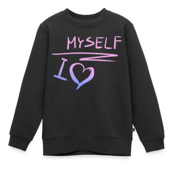 Je m’aime moi-même amour de cœur - Sweat Premium enfant bio - noir - Devant - AI Model Kid Female (0cm)