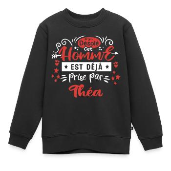 Cadeau Homme déja pris par Théa - Sweat Premium enfant bio - noir - Devant - AI Model Kid Female (0cm)