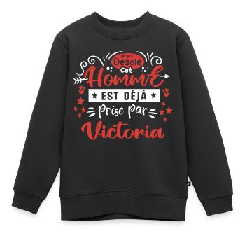 Cadeau Homme déja pris par Victoria - Sweat Premium enfant bio - noir - Devant - AI Model Kid Female (0cm)