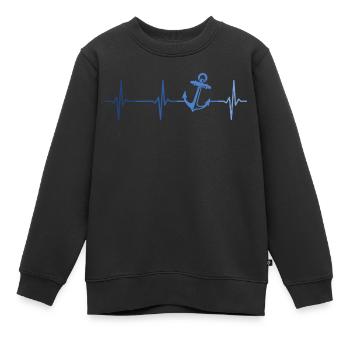 Anker Herzschlag Seemann Seefahrer - Kinder Premium Organic Sweatshirt - Schwarz - Vorne - AI Model Kid Female (0cm)