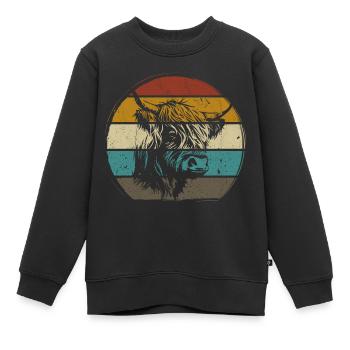 Highlander écossais Highland Cattle Highland - Sweat Premium enfant bio - noir - Devant - AI Model Kid Female (0cm)