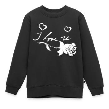 ich liebe dich rose blume - Kinder Premium Organic Sweatshirt - Schwarz - Vorne - AI Model Kid Female (0cm)