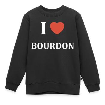 i love bourdon - Sweat Premium enfant bio - noir - Devant - AI Model Kid Female (0cm)