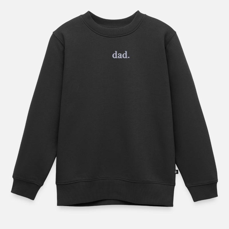 Lettrage papa blanc brodé - Sweat Premium enfant bio - noir