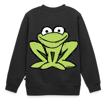 kleiner Frosch - Kinder Premium Organic Sweatshirt - Schwarz - Hinten - AI Model Kid Female (0cm)
