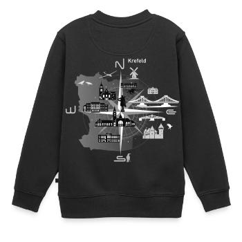 boussole Krefeld, Krefeld - Sweat Premium enfant bio - noir - Dos - AI Model Kid Female (0cm)