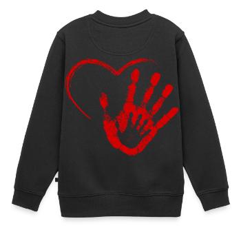 Hand aufs Herz - Kinder Premium Organic Sweatshirt - Schwarz - Hinten - AI Model Kid Female (0cm)