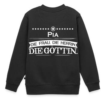 geschenk mythos goettin legende Pia - Kinder Premium Organic Sweatshirt - Schwarz - Hinten - AI Model Kid Female (0cm)