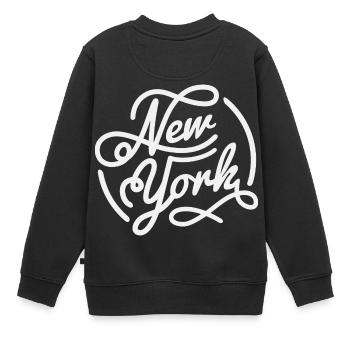 New York Vintage Style weiß Schriftzug - Kinder Premium Organic Sweatshirt - Schwarz - Hinten - AI Model Kid Female (0cm)