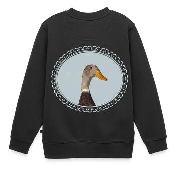 Laufente im rahmen - Kinder Premium Organic Sweatshirt - Schwarz - Hinten - AI Model Kid Female (0cm)