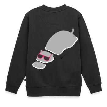 Chillin ‚Hippo - Kinder Premium Organic Sweatshirt - Schwarz - Hinten - AI Model Kid Female (0cm)