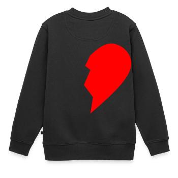 HALB HEART RECHTS - Kinder Premium Organic Sweatshirt - Schwarz - Hinten - AI Model Kid Female (0cm)