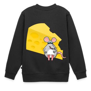 Käse mit Maus - Kinder Premium Organic Sweatshirt - Schwarz - Hinten - AI Model Kid Female (0cm)