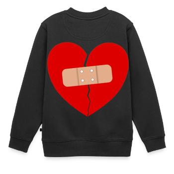 Coeur brisé plâtre amour cadeau tristesse - Sweat Premium enfant bio - noir - Dos - AI Model Kid Female (0cm)