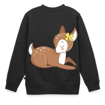 Tierbaby Rehkitz - Kinder Premium Organic Sweatshirt - Schwarz - Hinten - AI Model Kid Female (0cm)