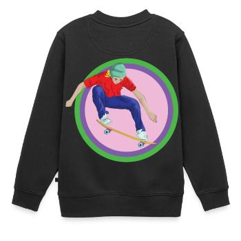 Skateboard Skater Halfpipe Stunt Backflip Board - Kinder Premium Organic Sweatshirt - Schwarz - Hinten - AI Model Kid Female (0cm)